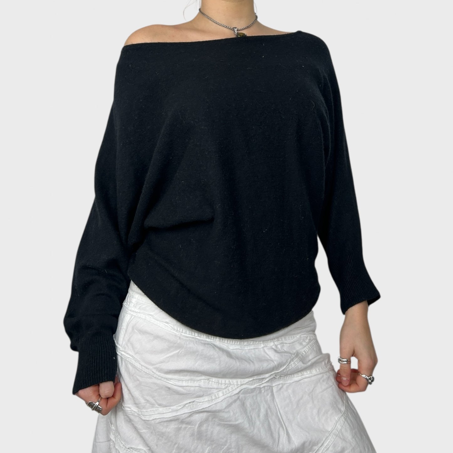 Black Slouchy Knit Jumper - S/M