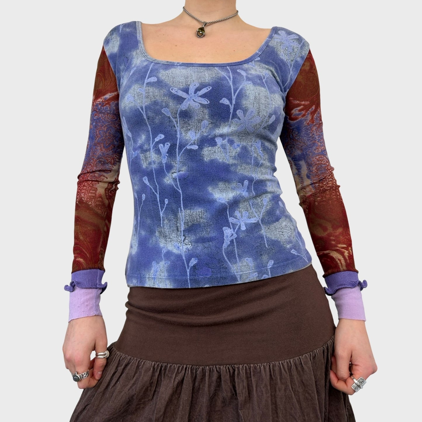 Save The Queen Graphic Bi-Material Long Sleeve Top - S/M