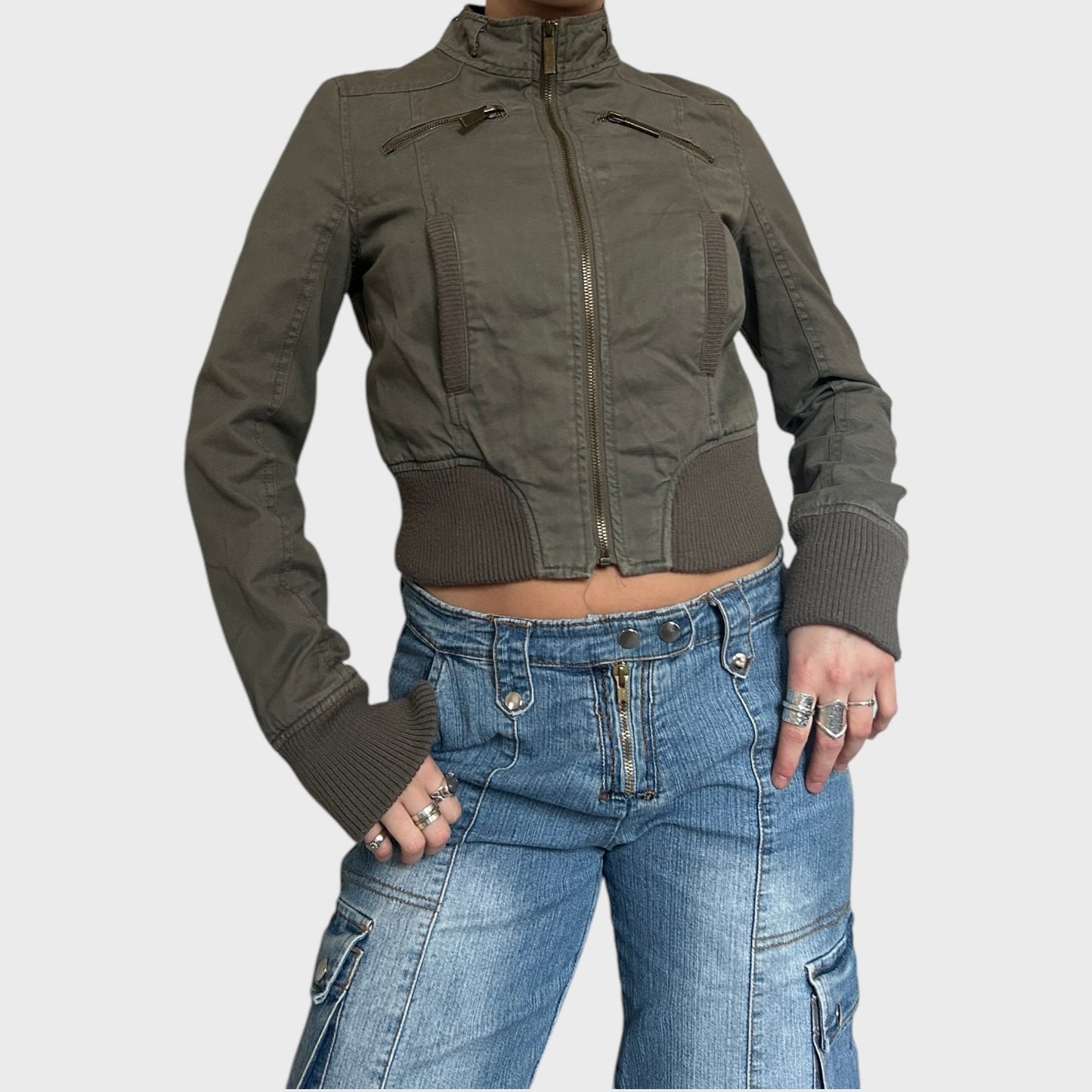 Vintage khaki bomber jacket