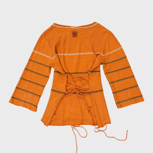 Cop Copine Orange Corset Tie Back Jumper - M