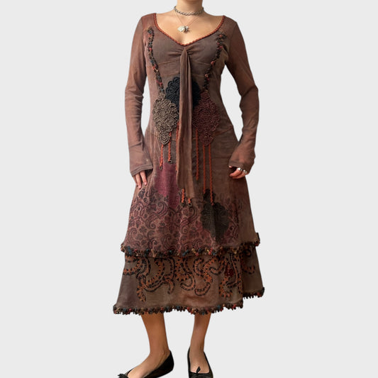 Save the Queen Double Layered Mesh Midi Dress