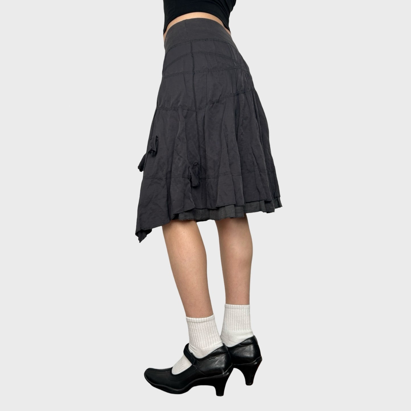 Cop Copine Grey Ruffle Midi Skirt - S