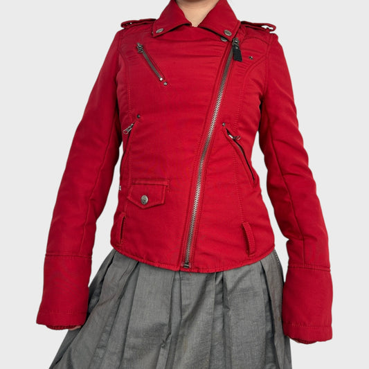 Miss Sixty Red Asymmetric Zip Coat - S