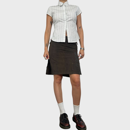 Cop Copine Brown Corduroy Graphic Midi Skirt - S
