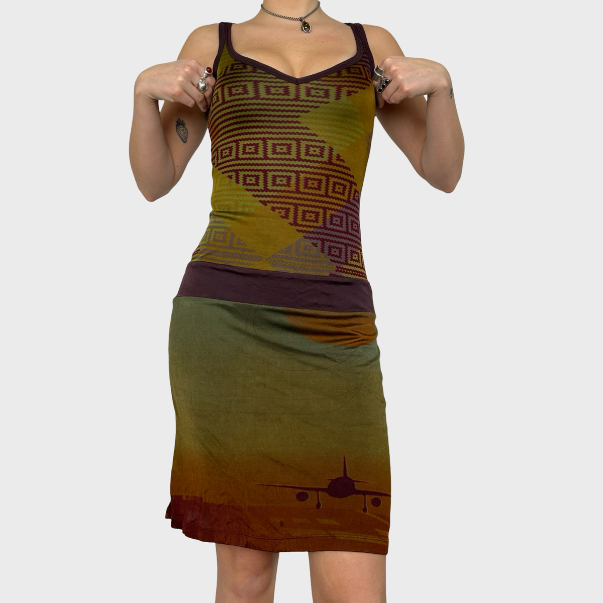 Custo Barcelona Graphic Slinky Midi Dress - S