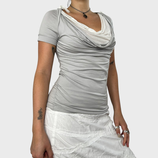 Cop Copine Grey Cowl Neck Slinky Top - S