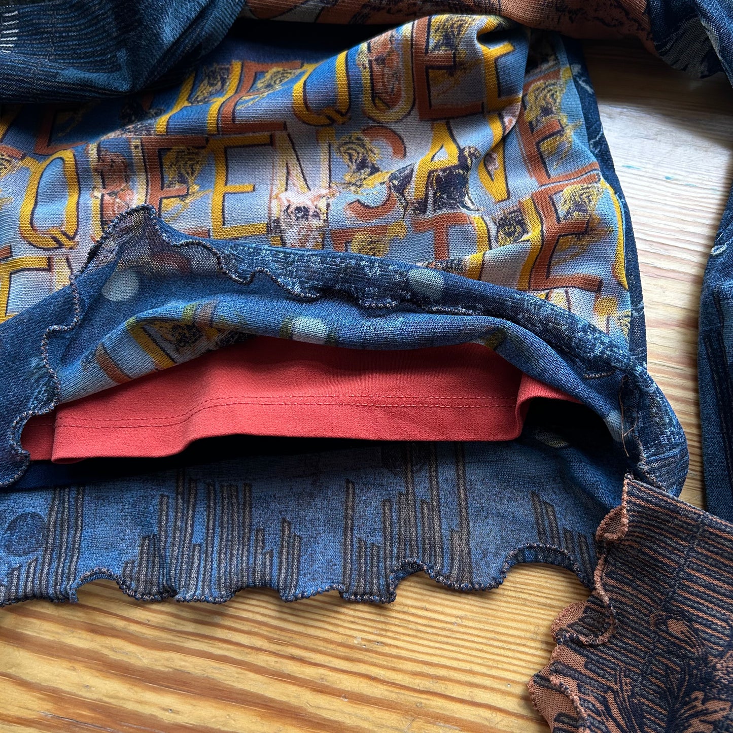 Save The Queen Graphic Mesh Long Sleeve Top - S/M