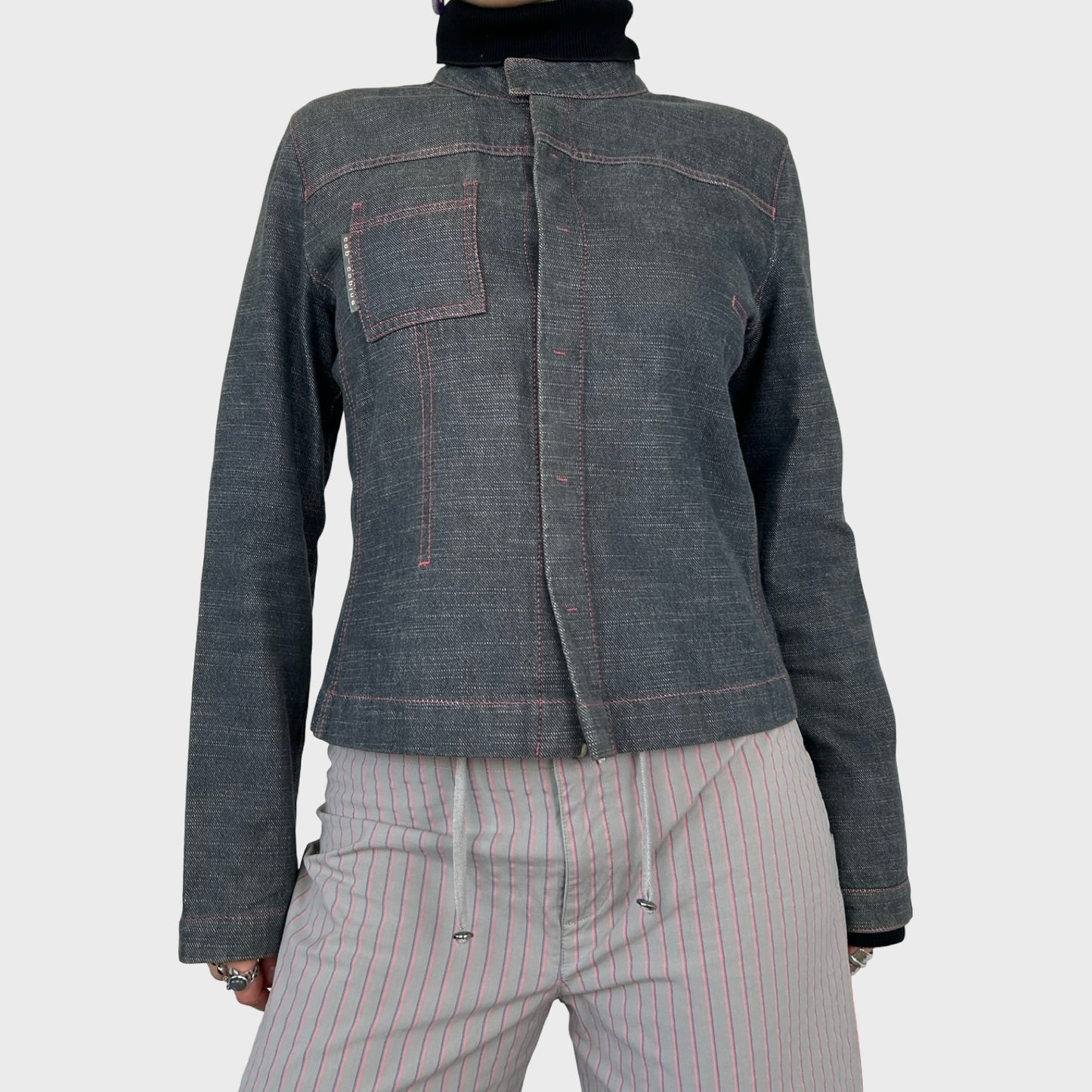 Cop Copine Blue & Pink Denim Jacket - M