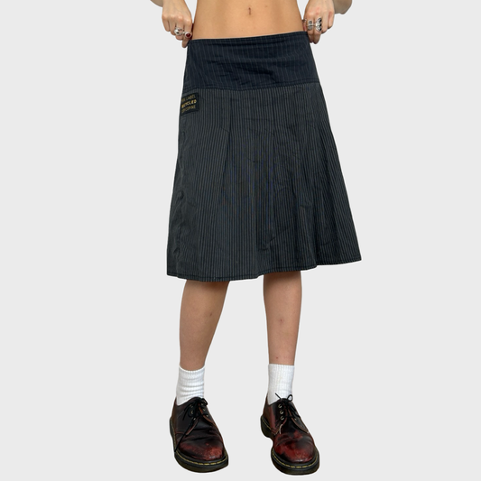 Cop Copine Grey Pinstripe Midi Skirt - L