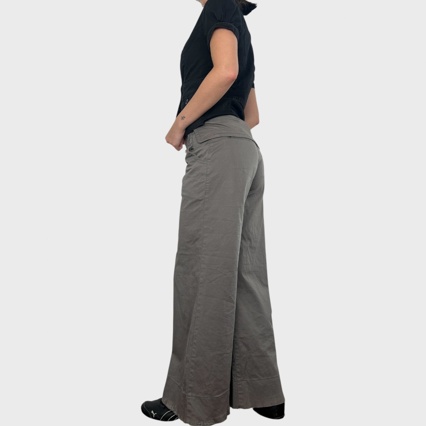 Cop Copine Grey Wide-Leg Trousers - Size M