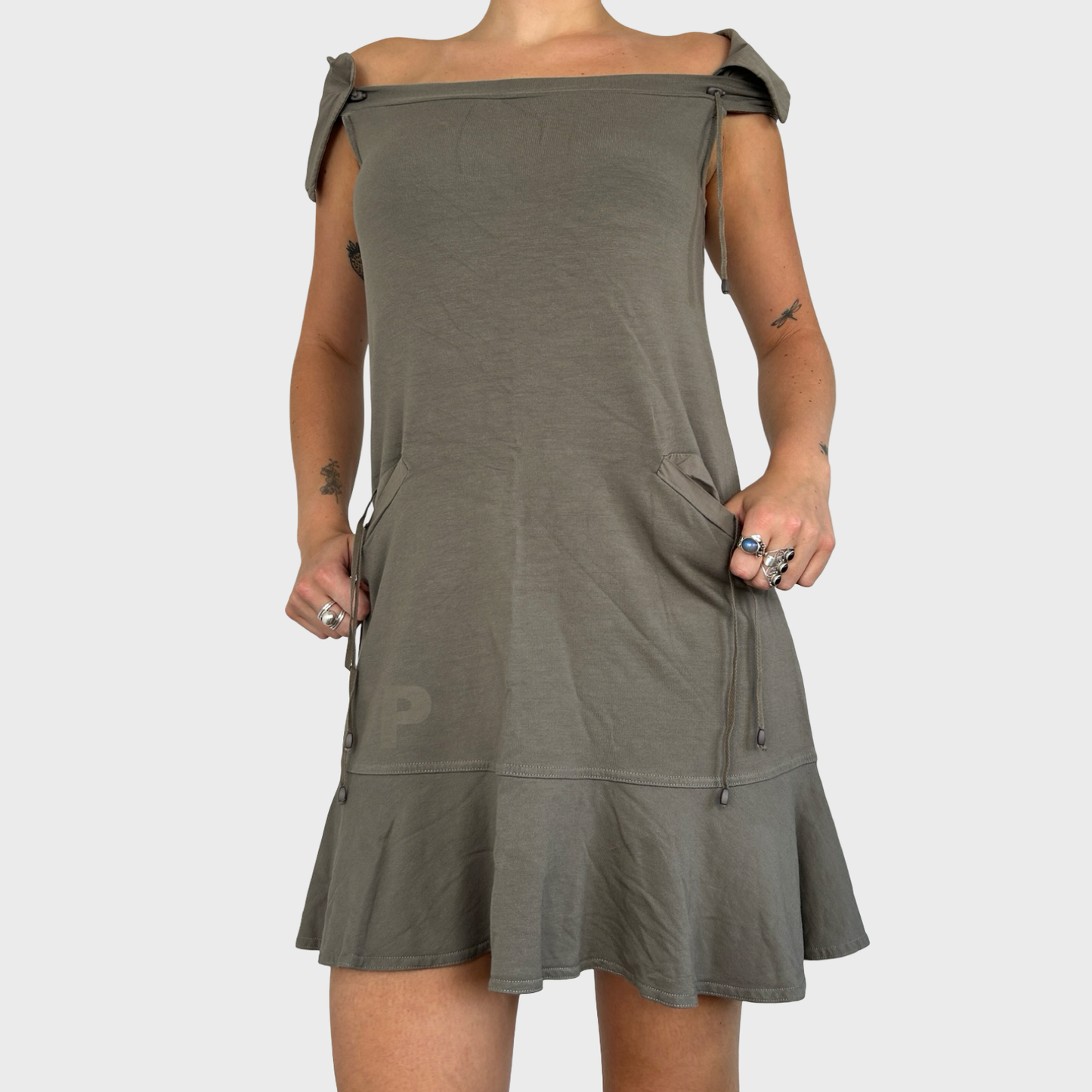 Cop Copine Khaki Babydoll Mini Dress - S