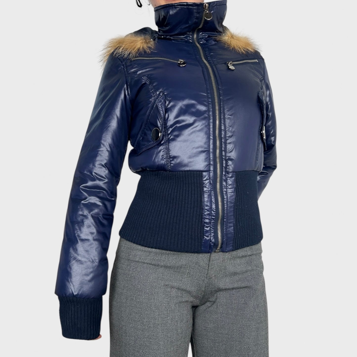 Vintage Cropped Bomber Jacket - S