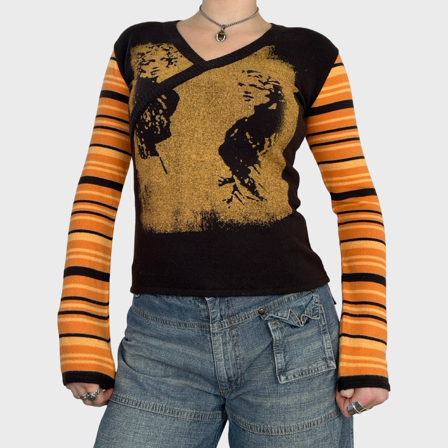 Graphic Orange Stripe Jumper - S