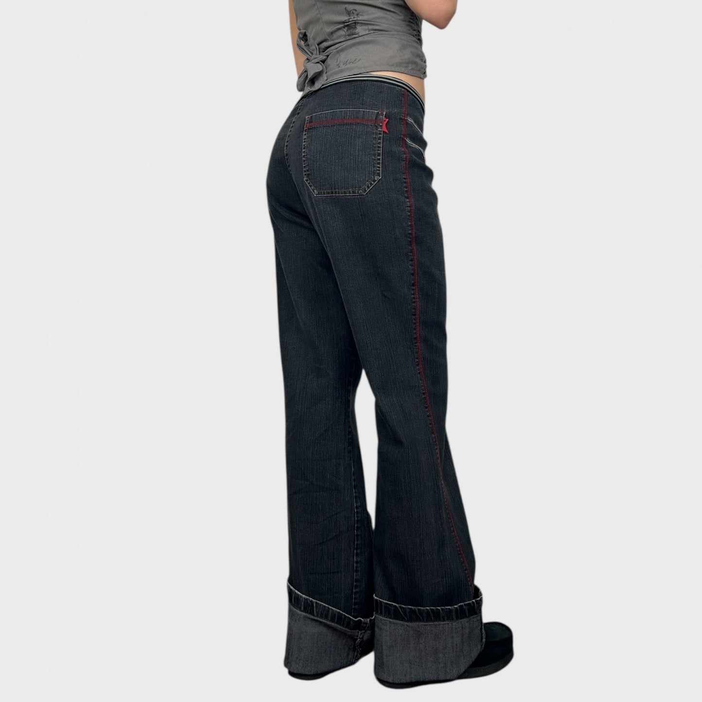 Cop Copine Grey Wide Leg Jeans - L