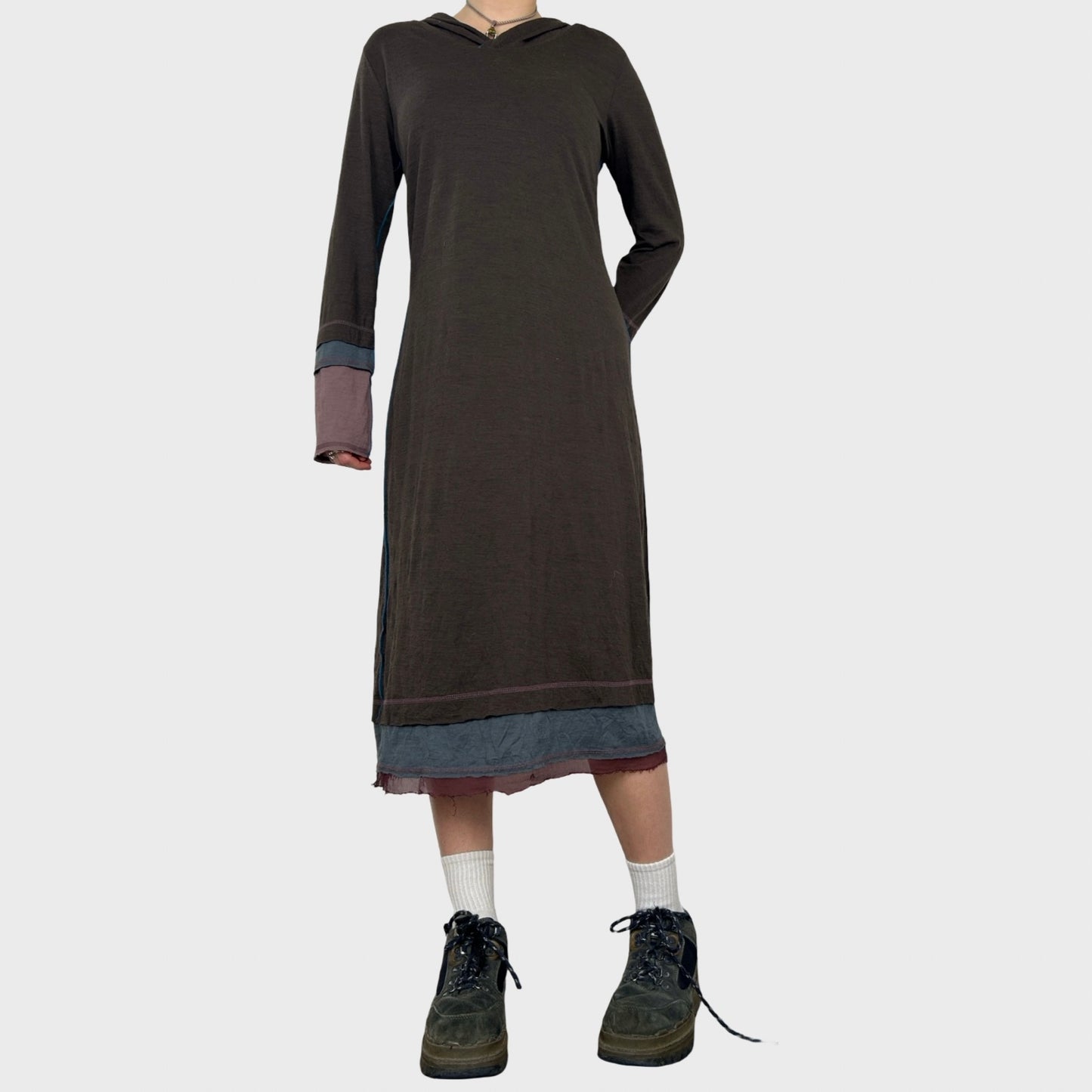 Cop Copine Brown Hooded Maxi Dress - L