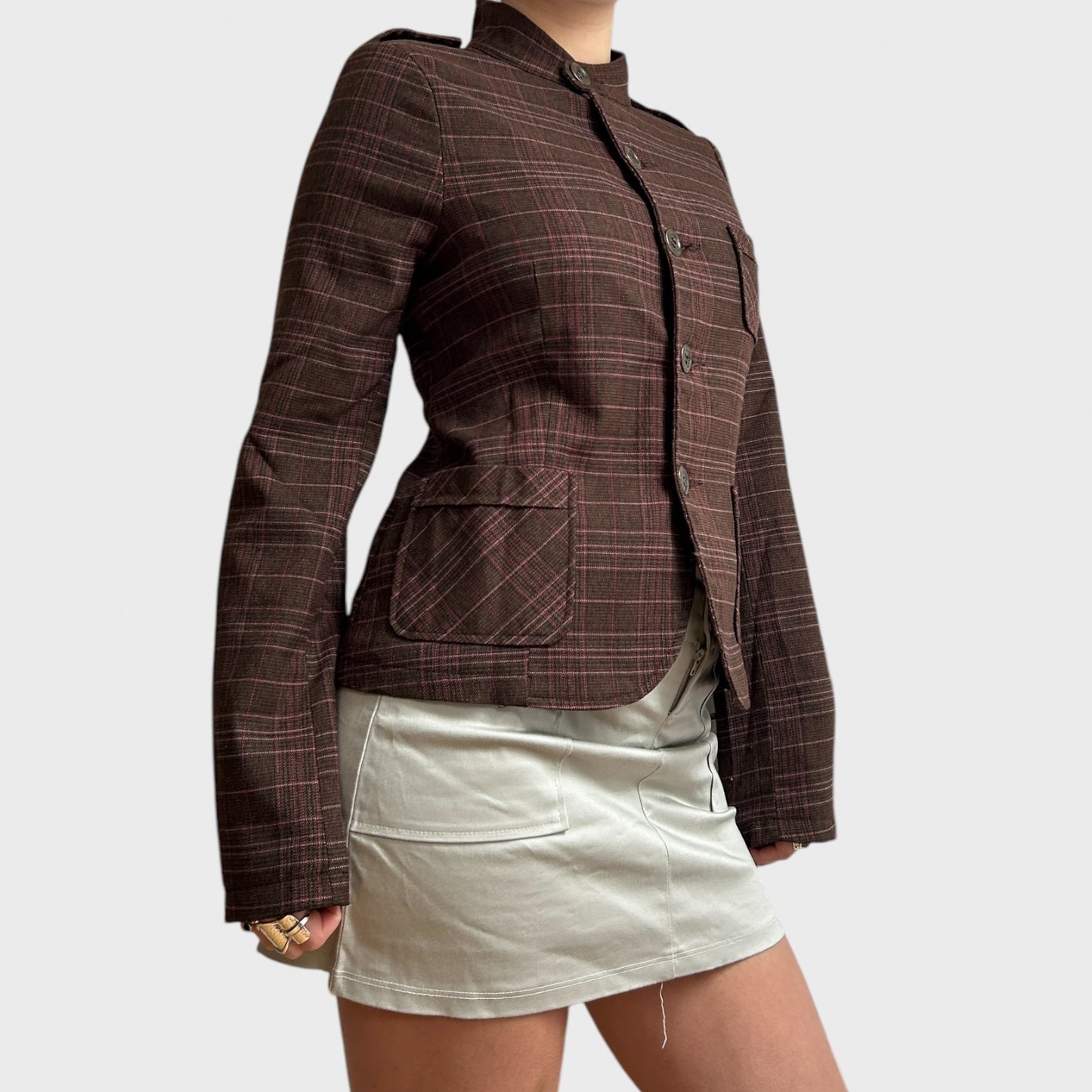 Checkered Button-Up Jacket