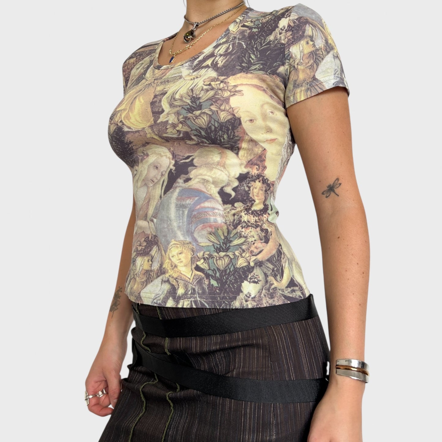 Vintage Renaissance Print Baby Tee - Size S