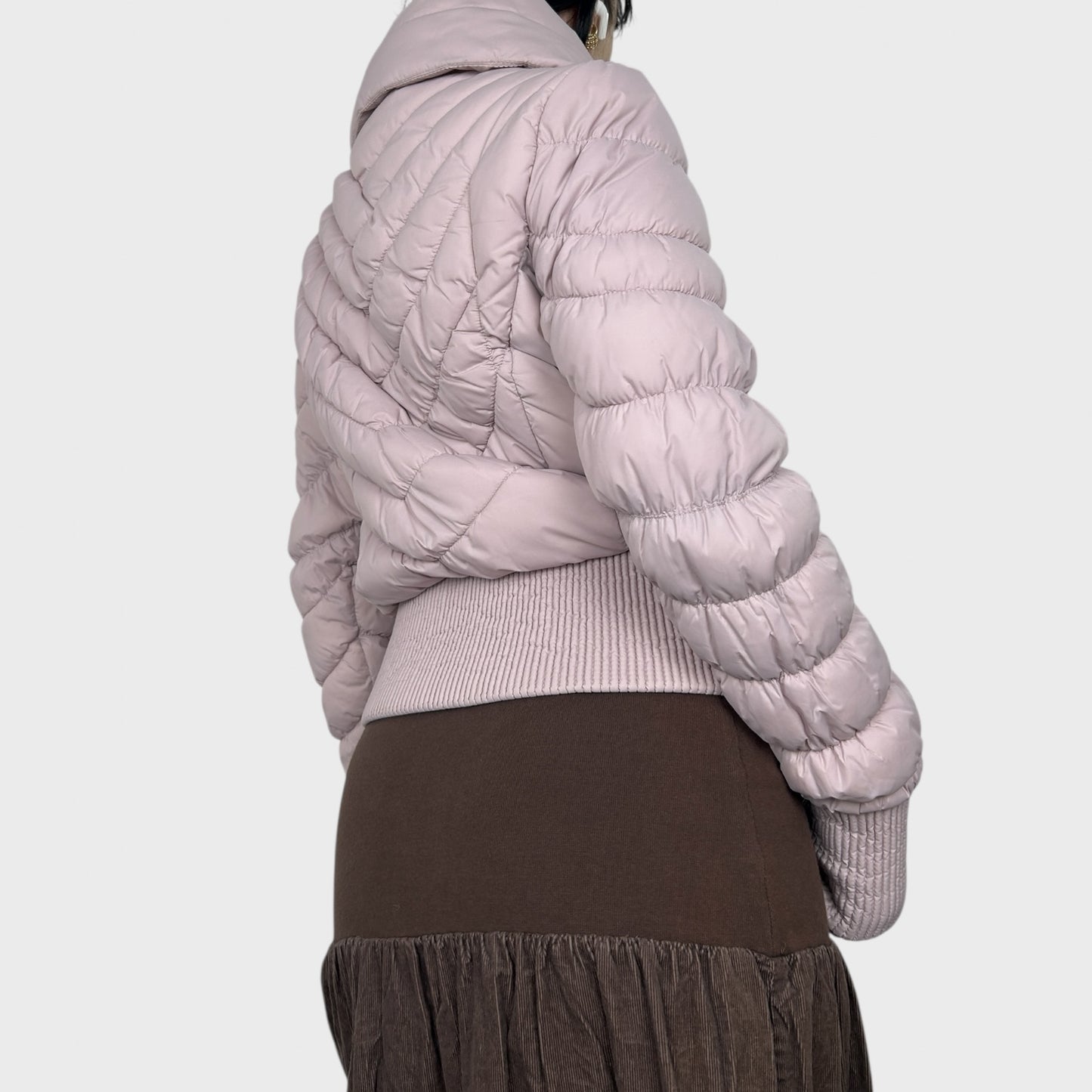 Vintage Baby Pink Puffer Bomber Jacket - S/M