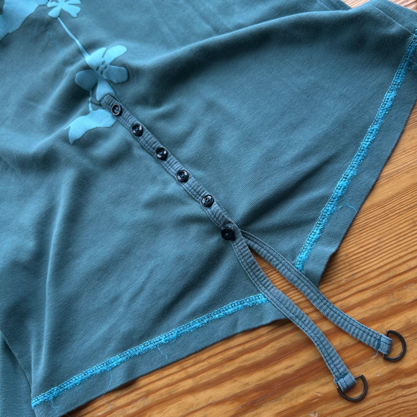 Cop Copine Turquoise Button V-Neck Top - S