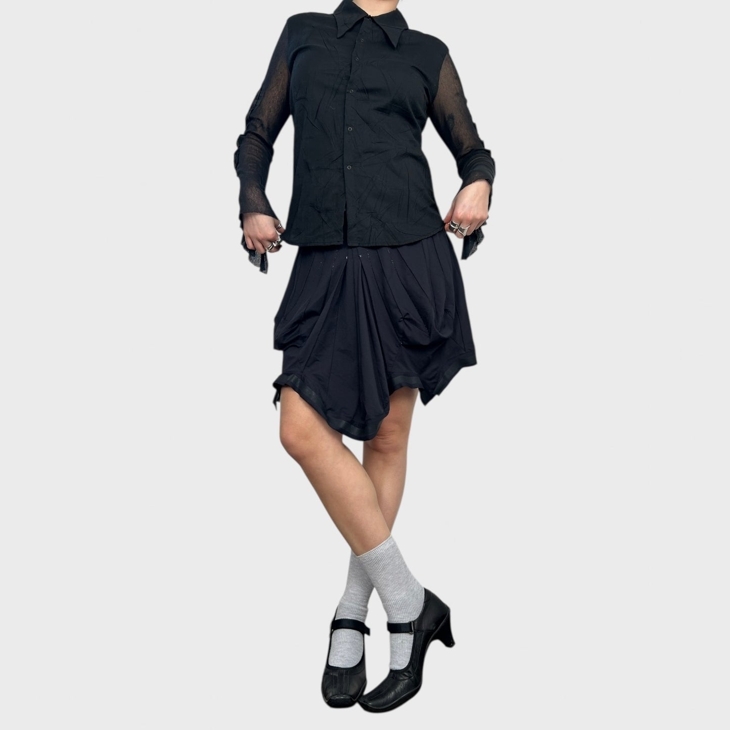 Marithé + François Girbaud Ruffle Ruched Mini Skirt - S