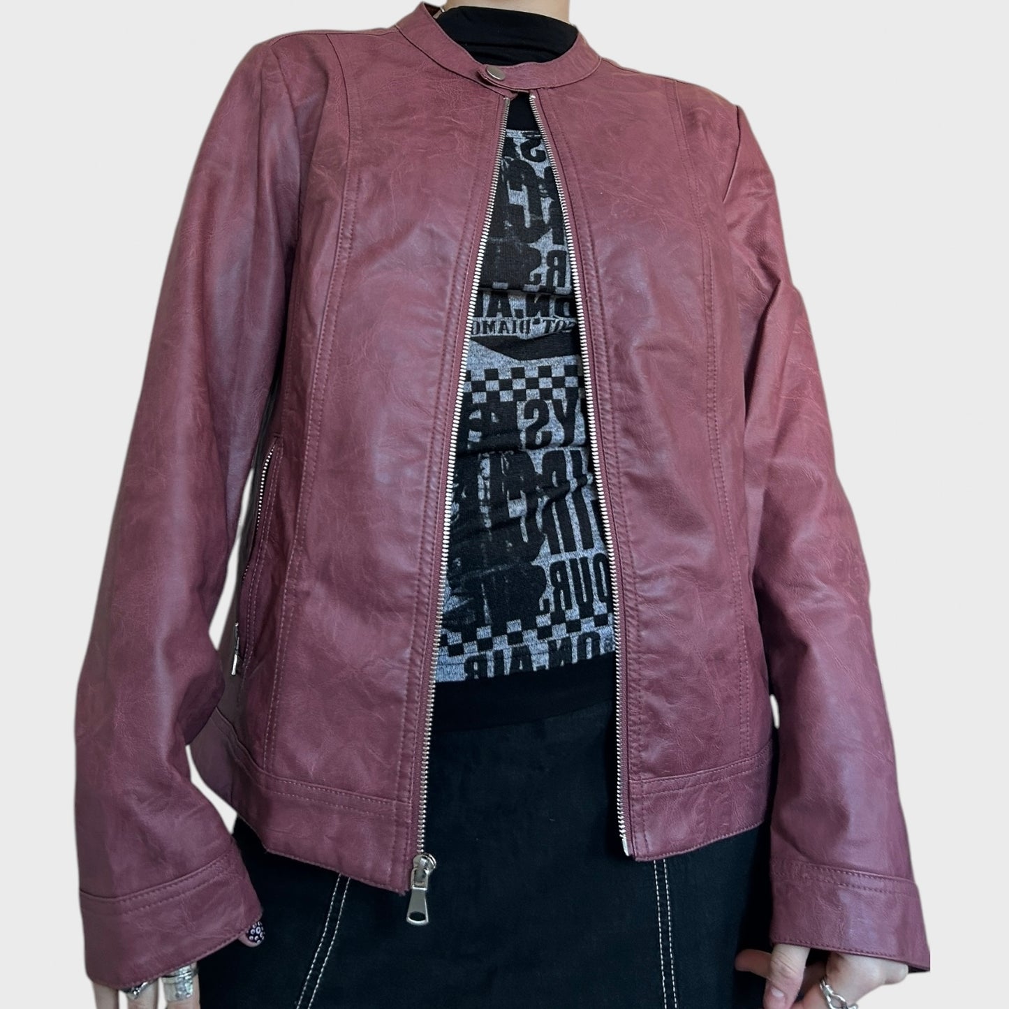 Light burgundy pleather jacket