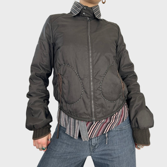 Cop Copine Chocolate Brown Puffer Bomber Jacket - M