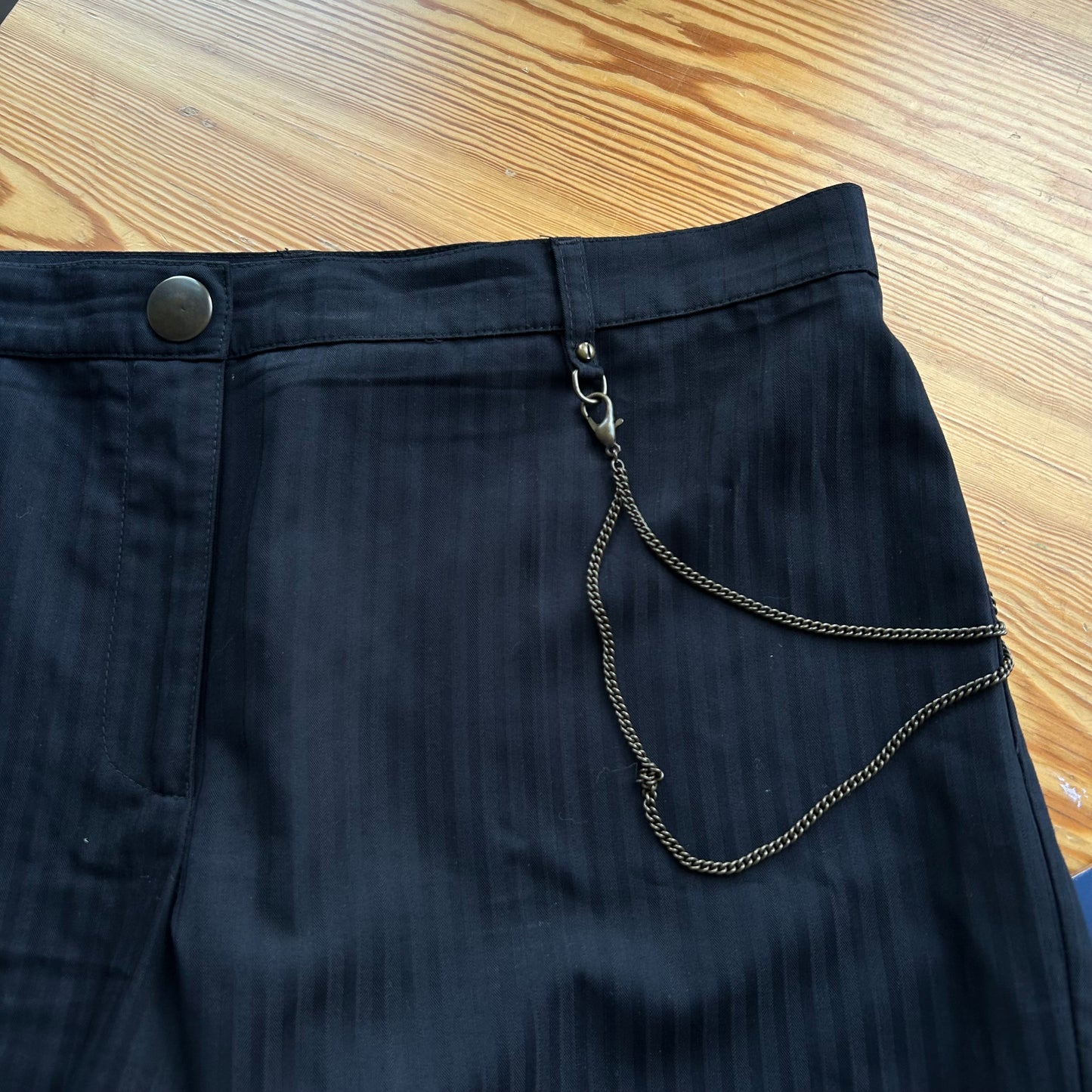 Cop Copine Black Pinstripe Wide Leg Trousers - L