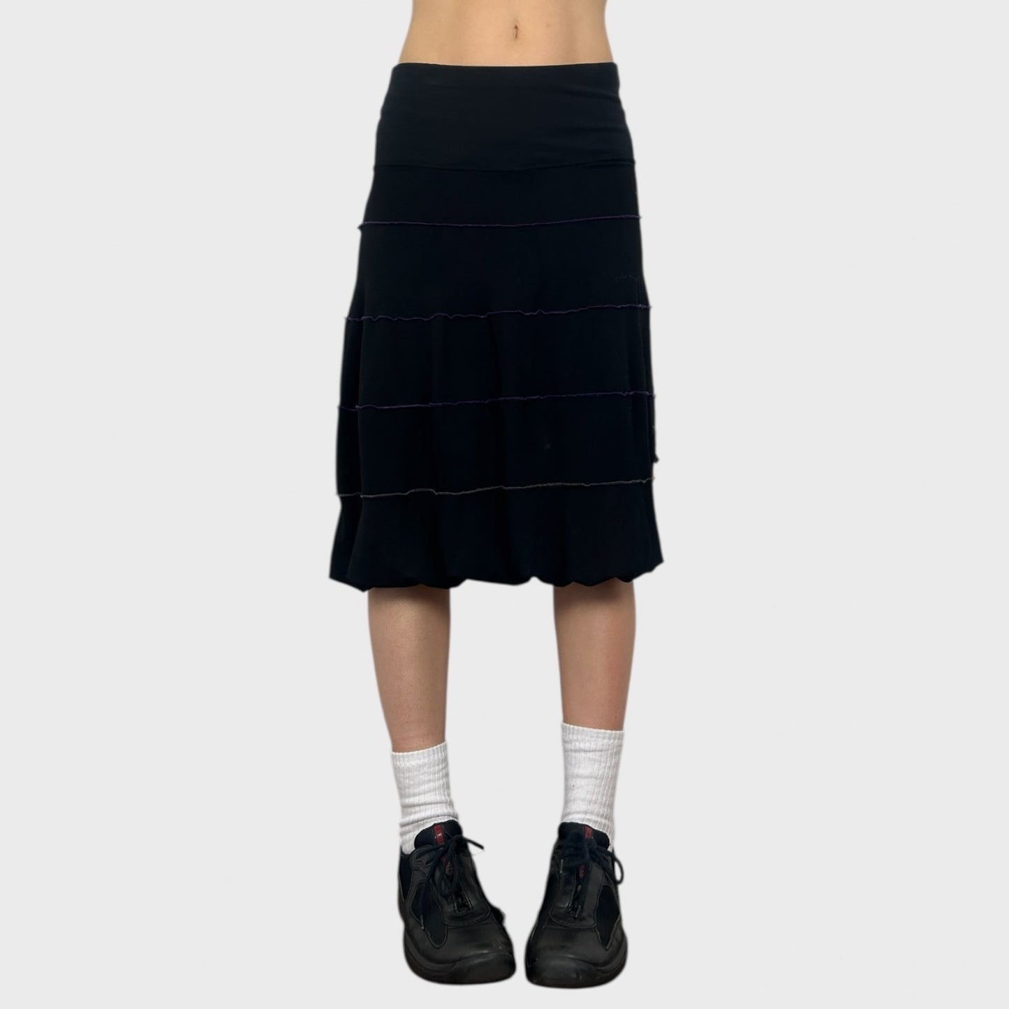 Cop Copine Black Tiered Bubble Midi Skirt - M