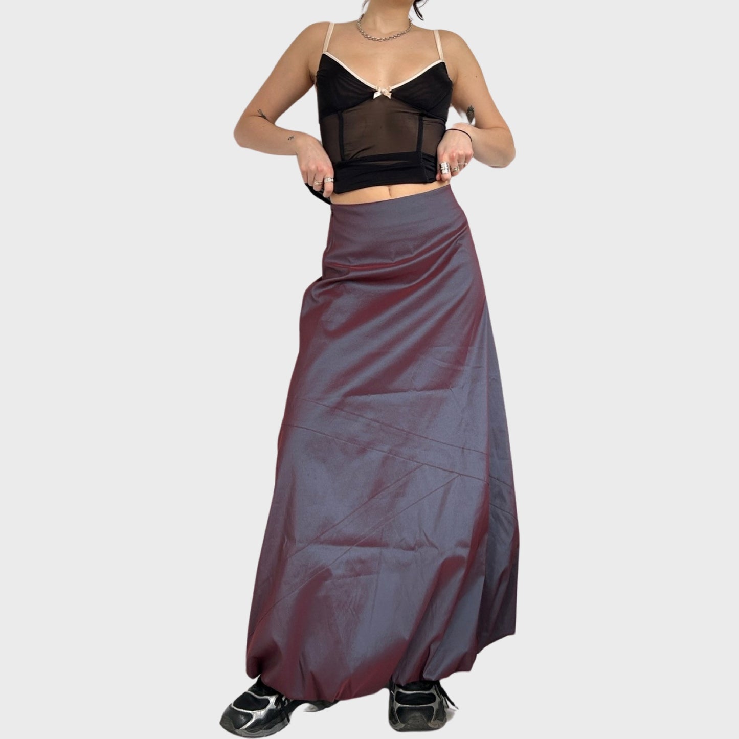 Iridescent purple bubble maxi skirt