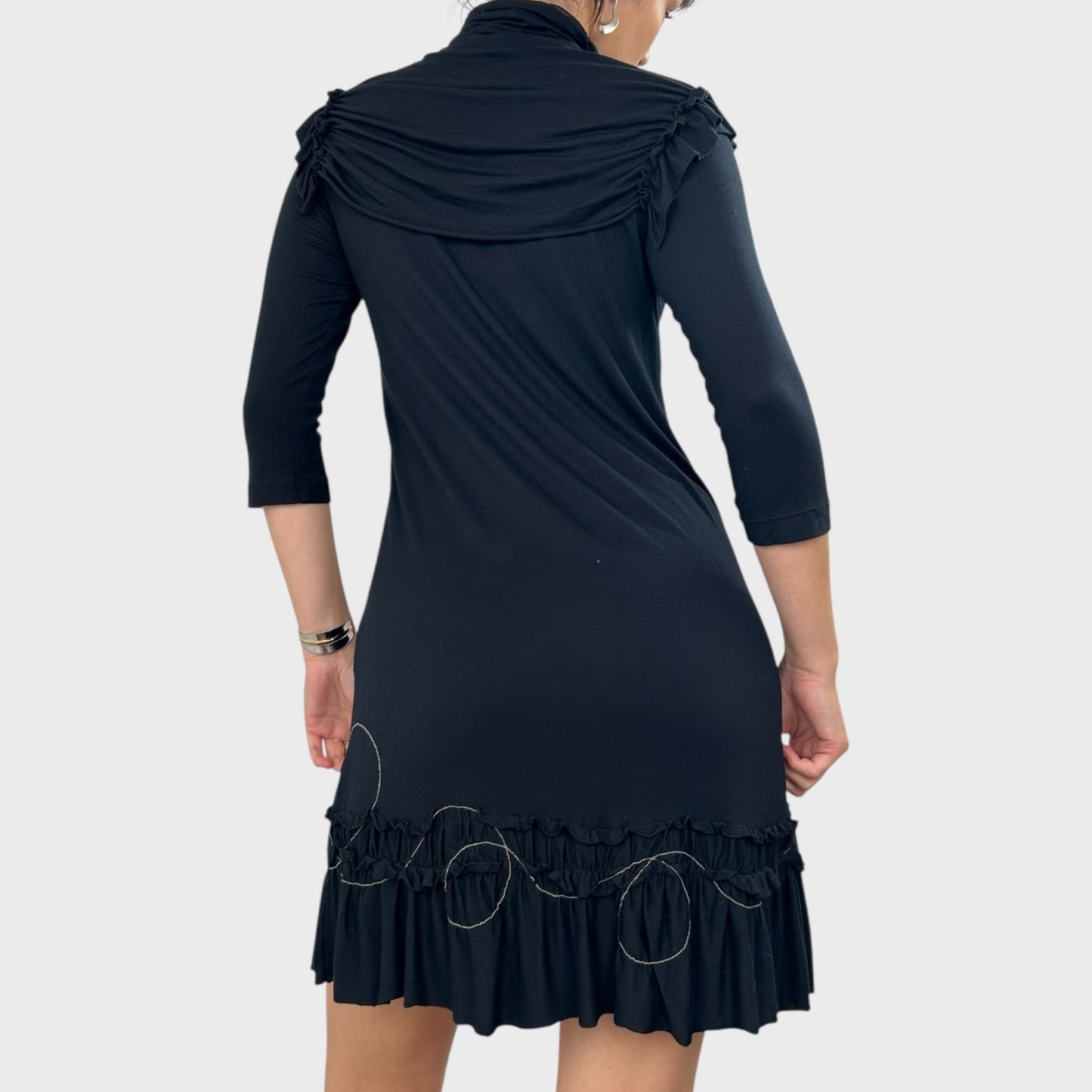 Cop Copine Ruched Ruffle Midi Dress - S/M