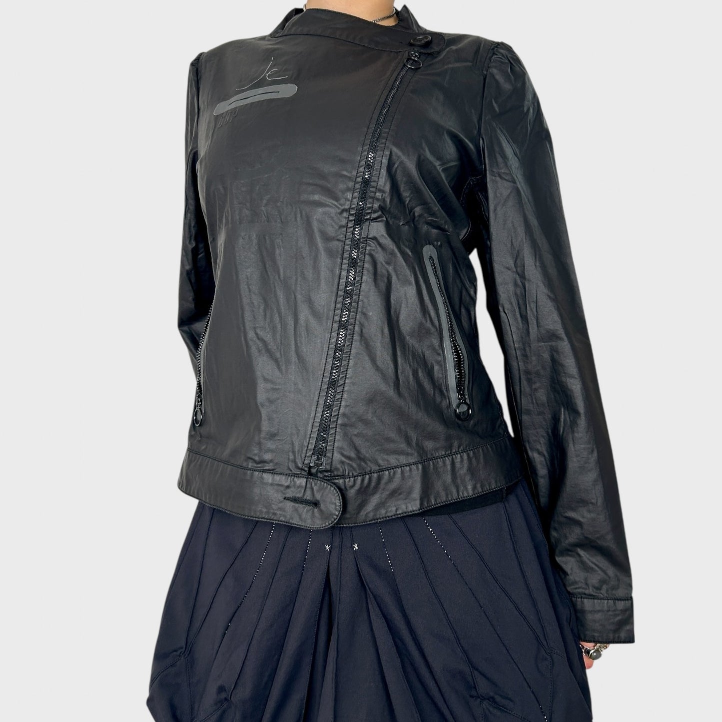 Cop Copine Black Asymmetric Zip Jacket - M/L