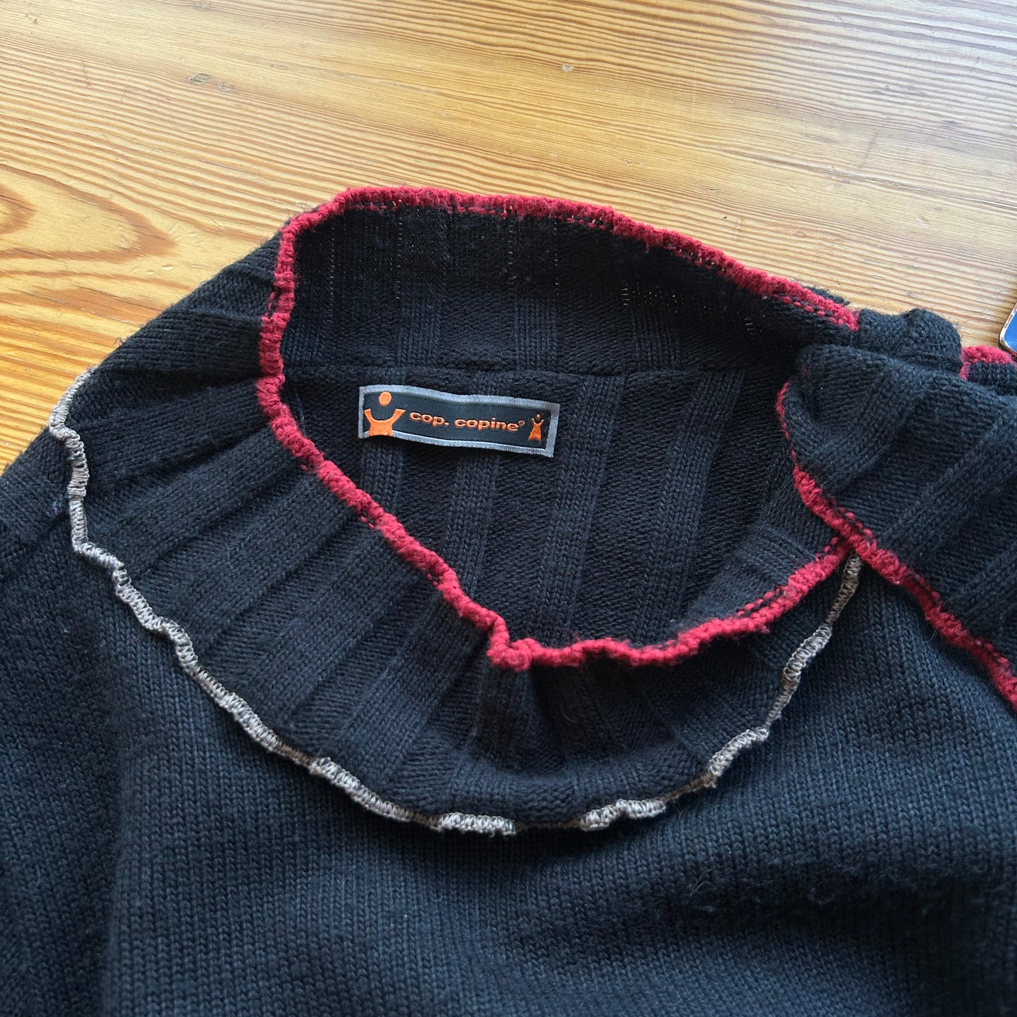 Cop Copine Black Graphic Print Knit Jumper - M