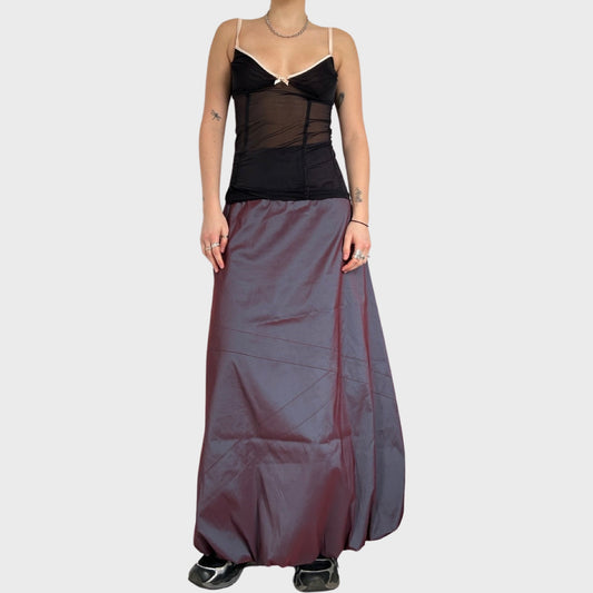 Iridescent purple bubble maxi skirt