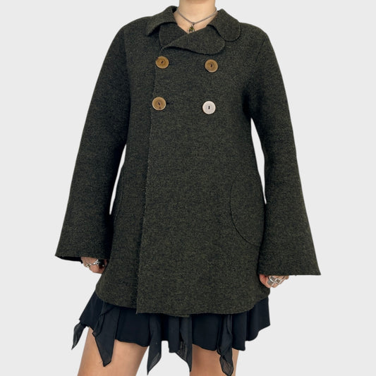 Cop Copine Forest Green Wool Peacoat - M