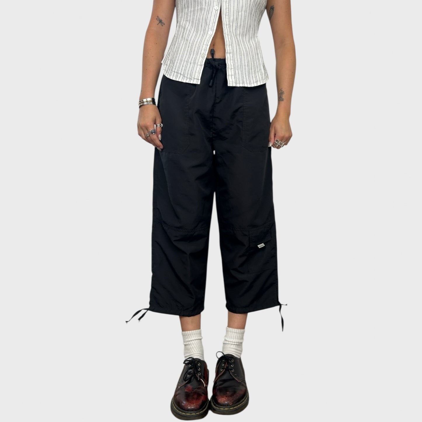 Black Sporty Wide Leg Capris - S