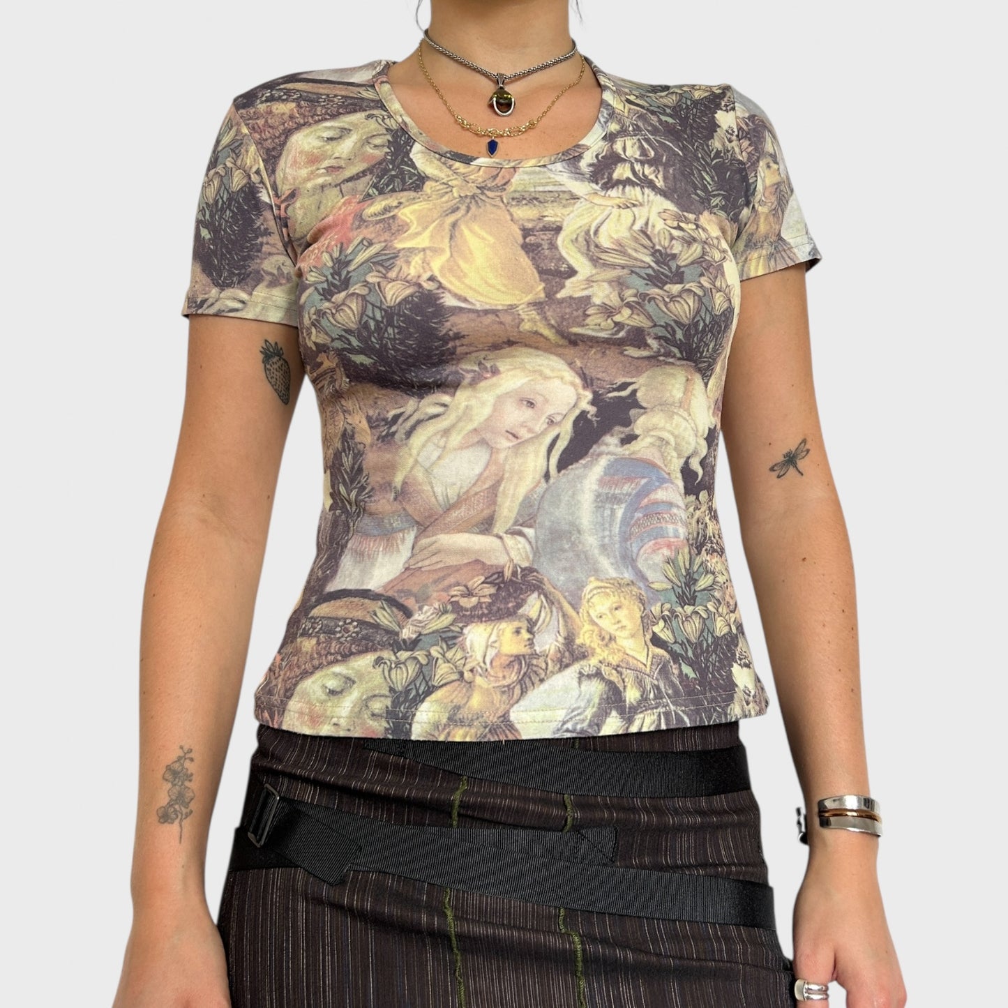 Vintage Renaissance Print Baby Tee - Size S
