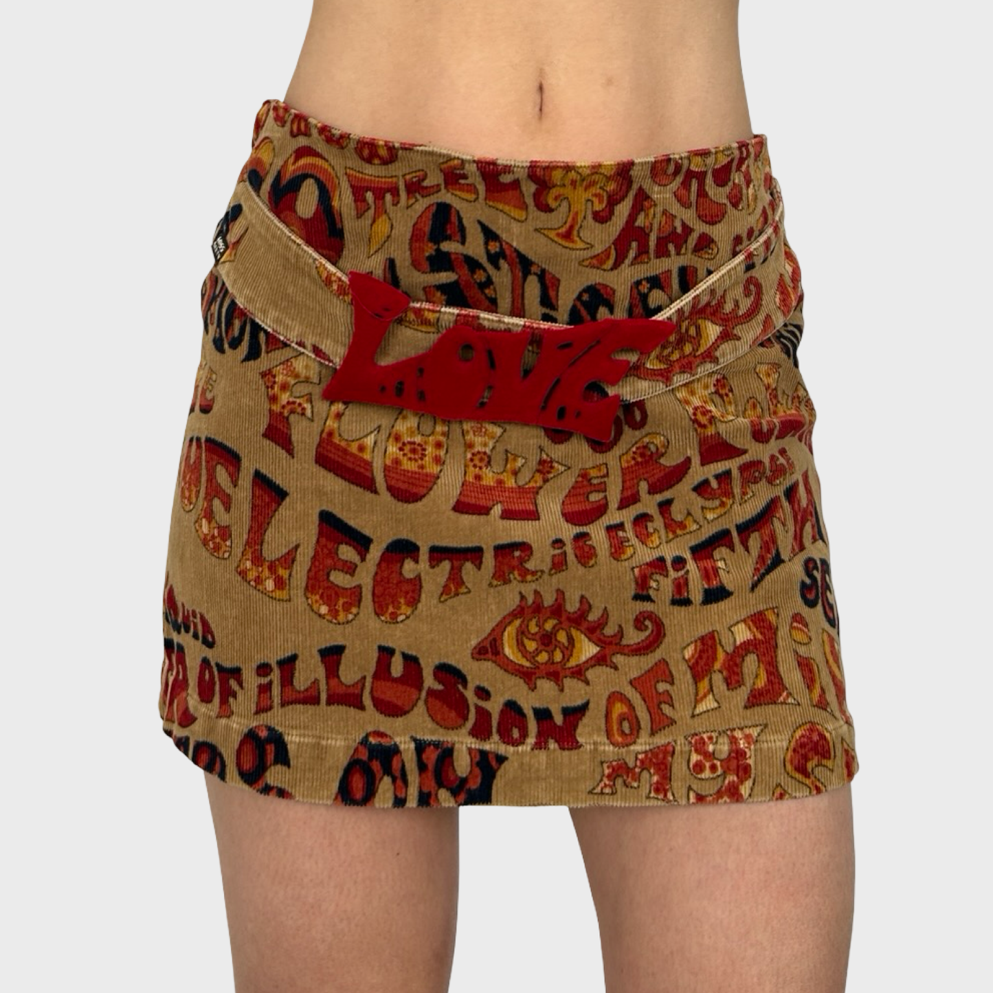 Miss Sixty 70s Print Corduroy Mini Skirt - M