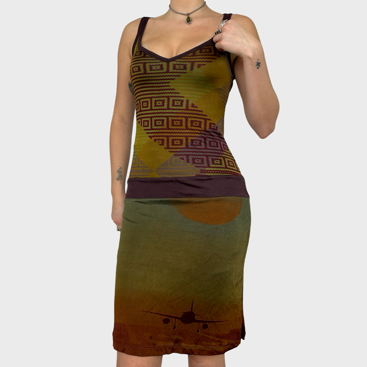 Custo Barcelona Graphic Slinky Midi Dress - S