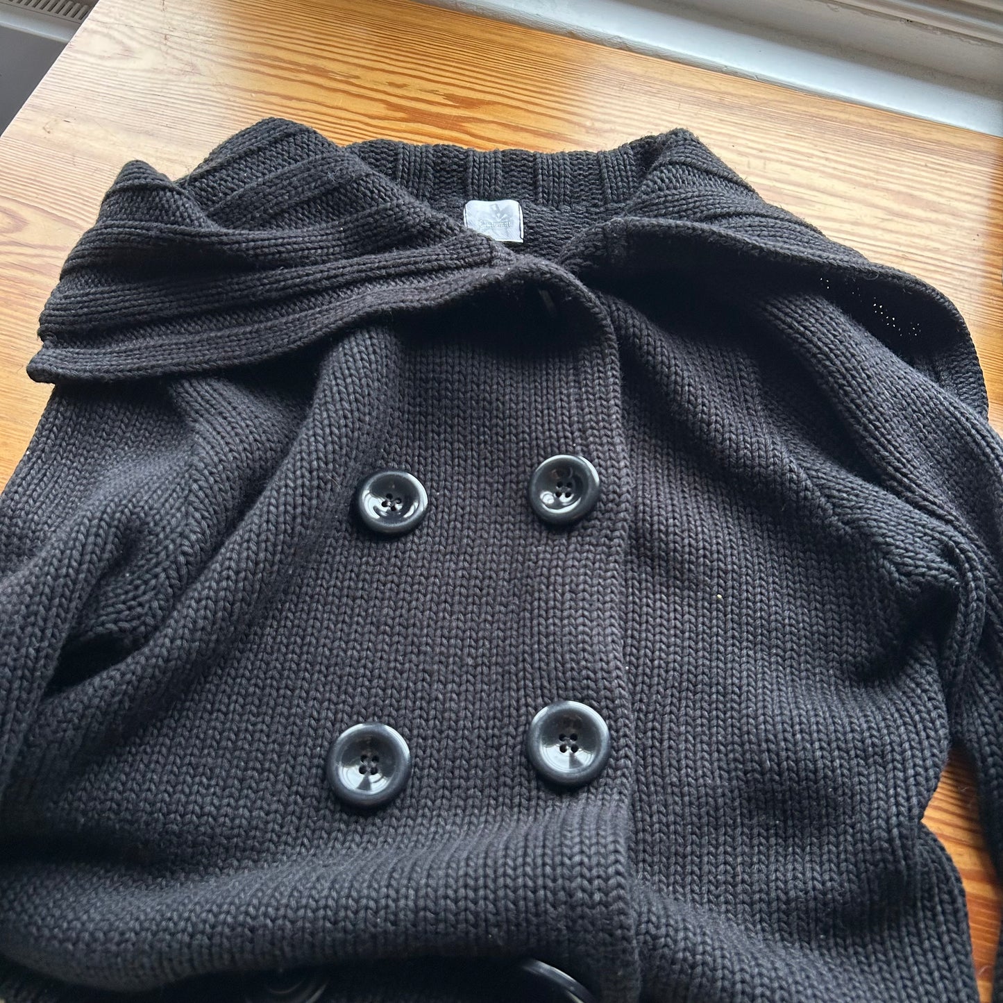 Black Chunky Button Knit Jumper - M