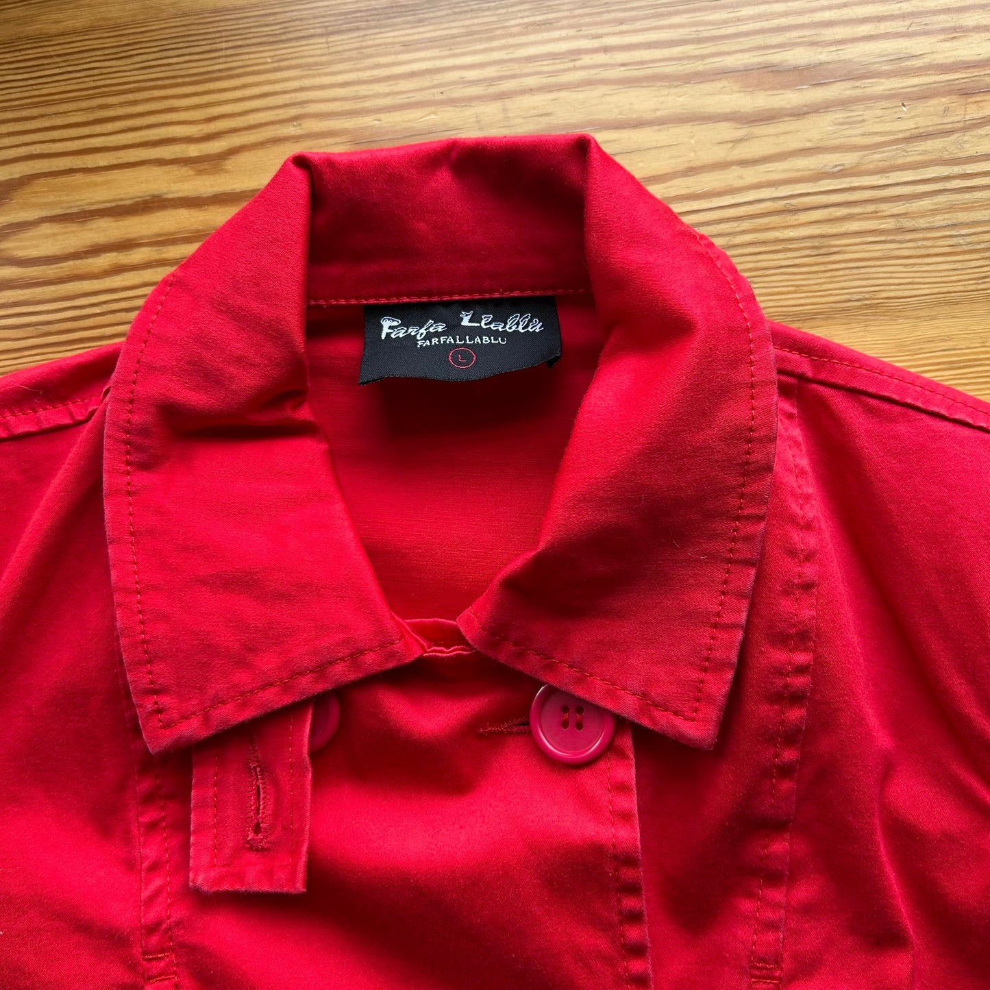 Red Double-Breasted Collared Jacket - M