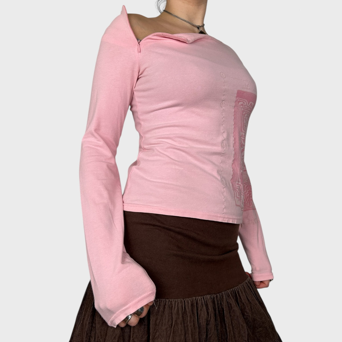 Cop Copine Pink Graphic Long Sleeve Top - S