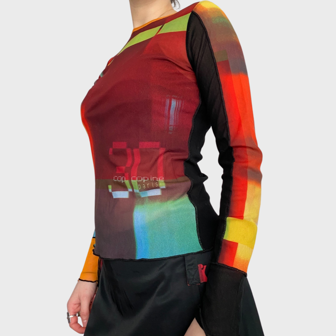 Cop Copine futuristic cyber mesh top