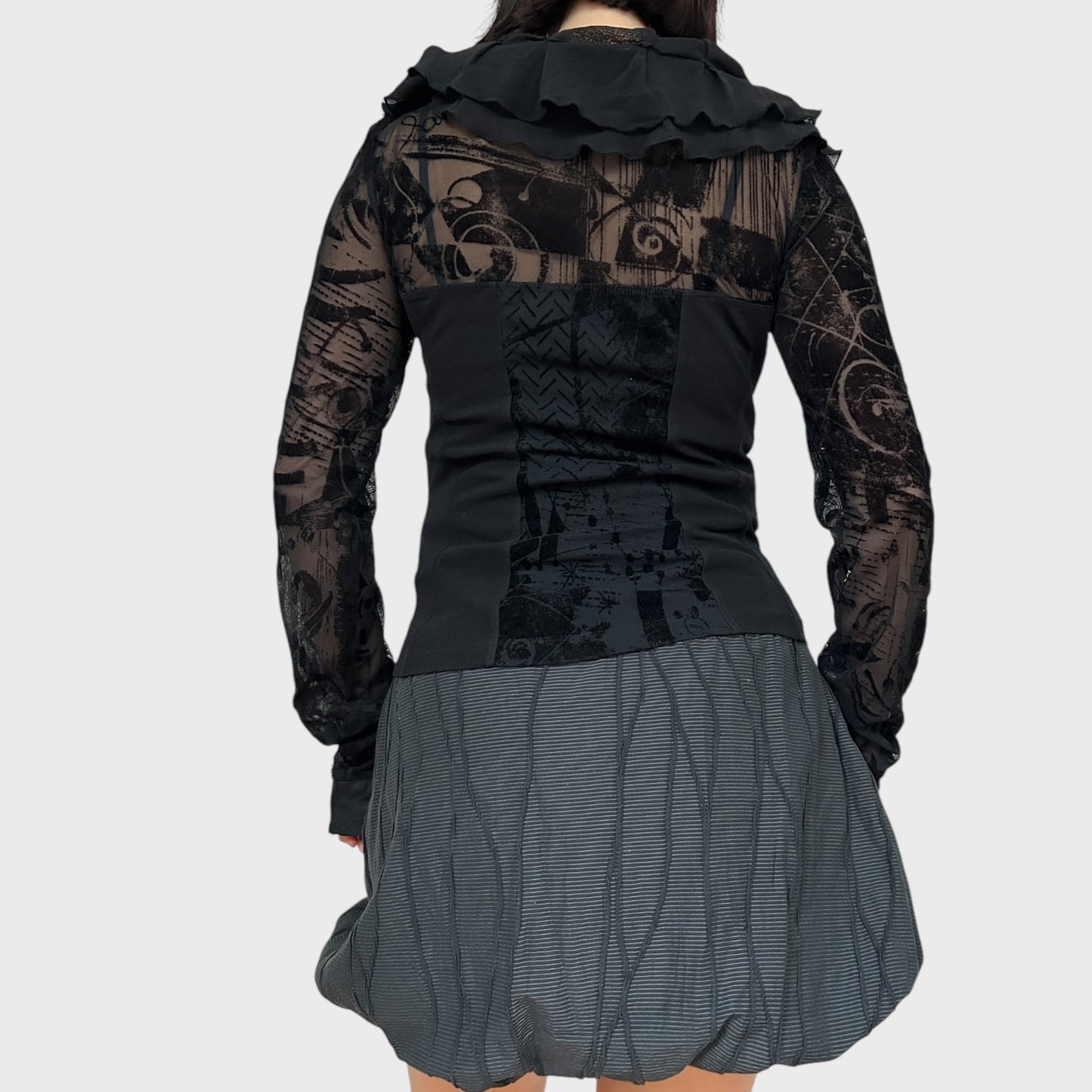 Save the Queen Double-Zip Long Sleeve Mesh Top