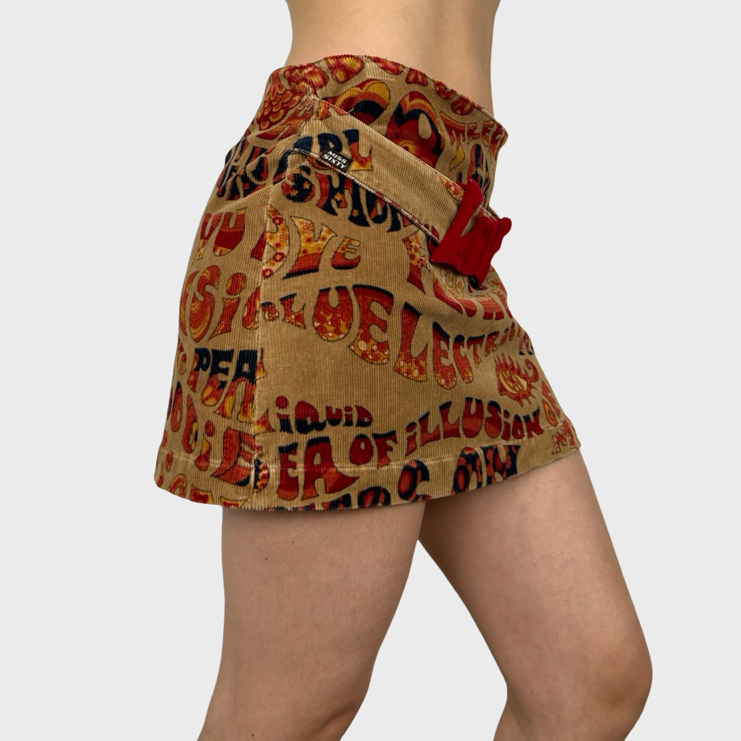 Miss Sixty 70s Print Corduroy Mini Skirt - M