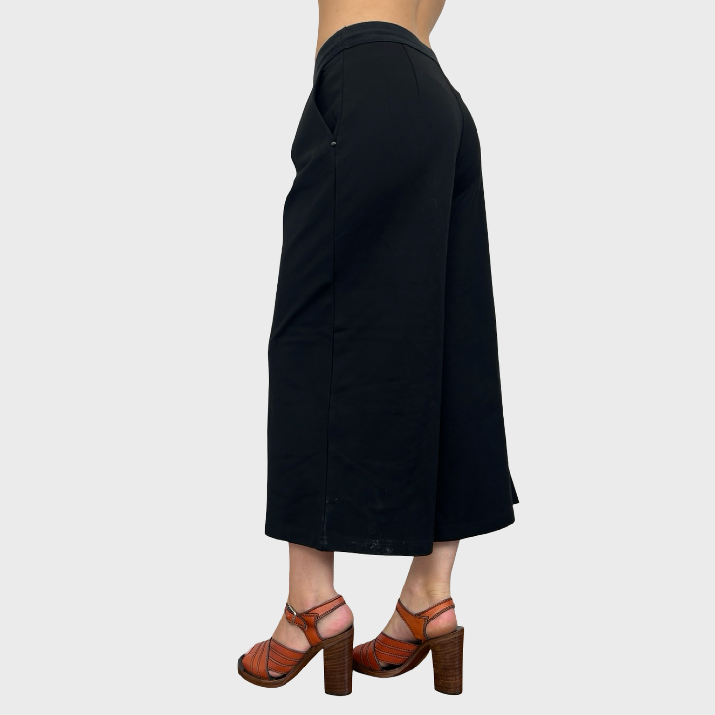 Diesel Black Wide Leg Cropped Trousers - S
