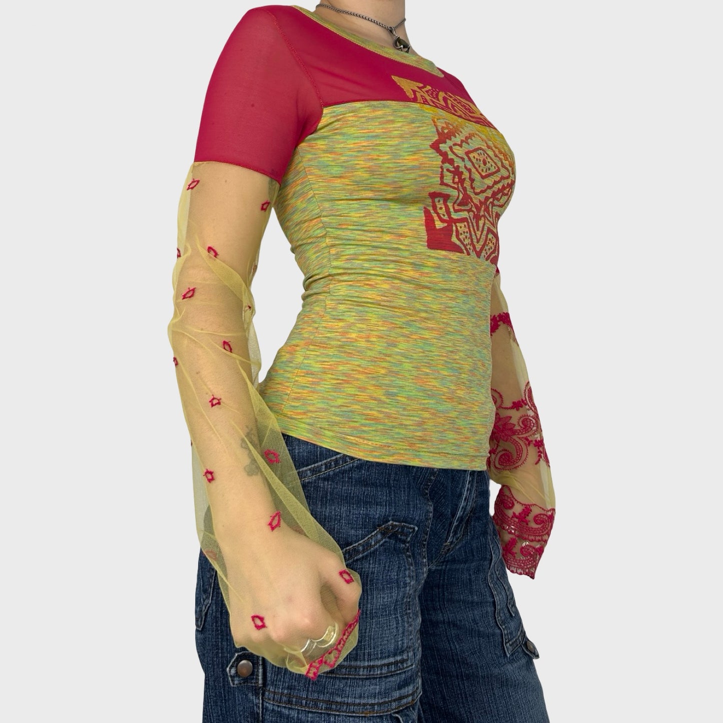 Save the Queen Graphic Mesh Long Sleeve – XS/S