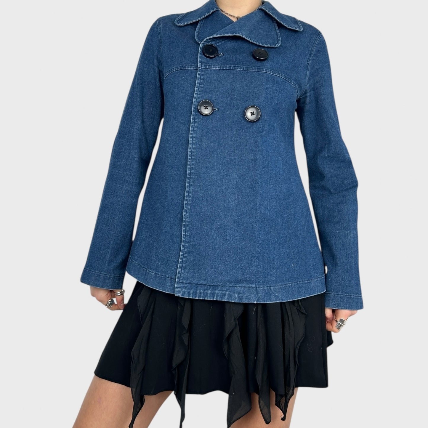 Cop Copine Denim Peacoat Jacket - S
