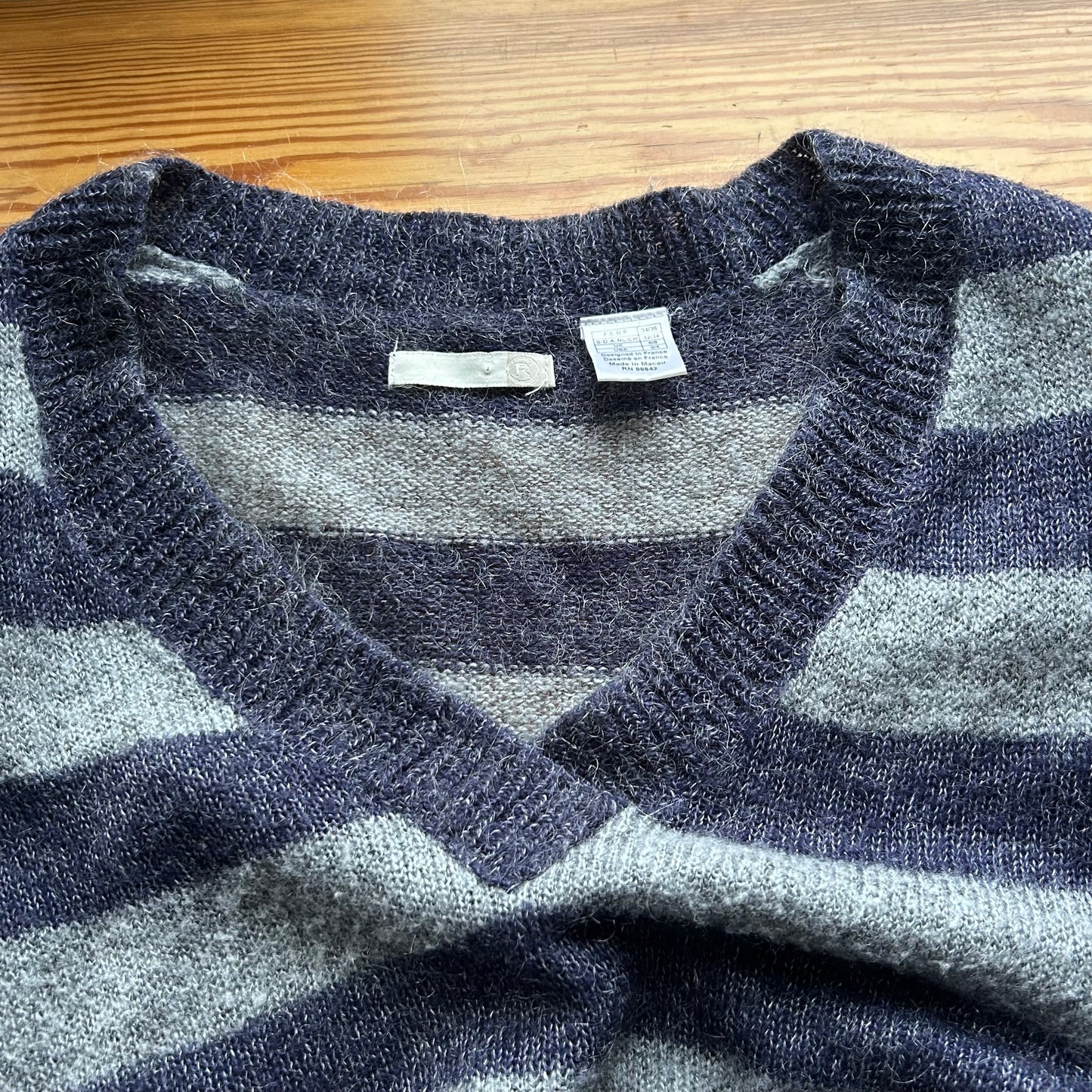 Striped Knit Long Sleeve Dress - S