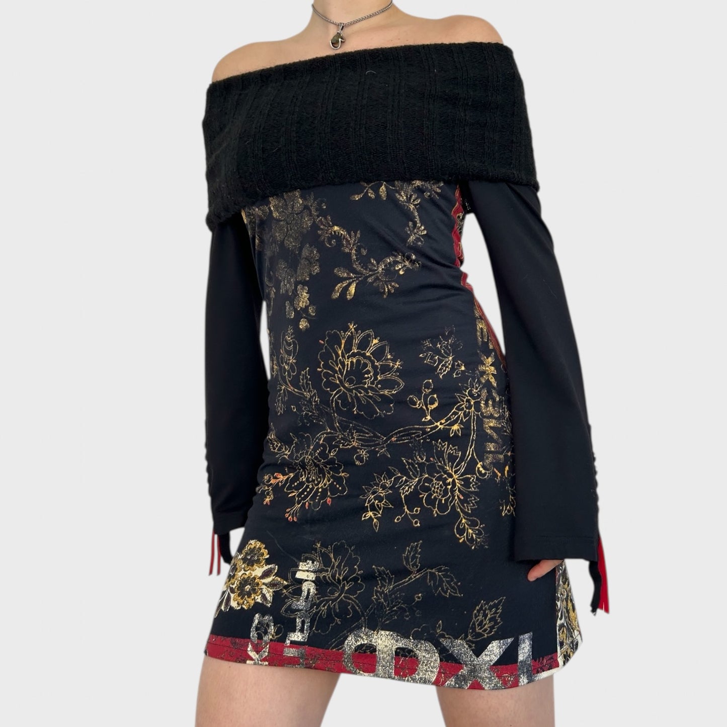 Save the Queen Off-Shoulder Mini Dress - S/M