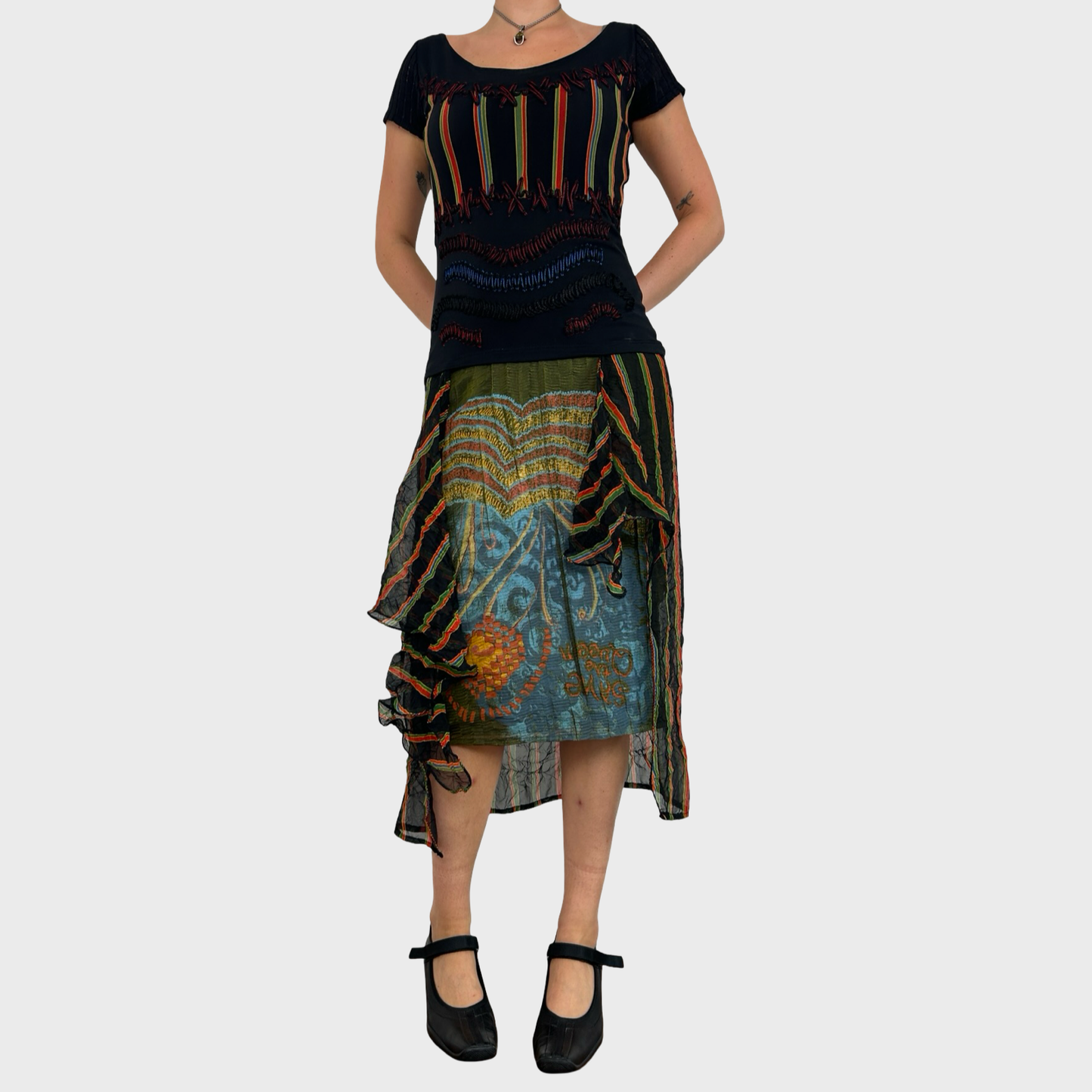 Save The Queen Graphic Mesh Midi Dress - S/M